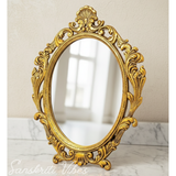 Gold Plated Table Mirror for Gift, Festival Gift, Birthday, Anniversary, Wedding (Floor Mount, Oval, Framed) - Retail Maharaj