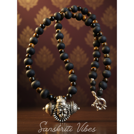 God Narasimha Strong Kavach Silver Tulsi Beads Mala with Tiger Ball Kanthi – 20 Inch 92.5% Pure Silver Spiritual Jewelry - Retail Maharaj