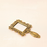 Beautifully Carved Square Shape Gold Plating Metal Hand Mirror for Makeup, Travelling, Salon Mirror - Retail Maharaj