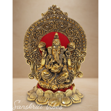 Golden Kamal Ganesha Decorative Showpiece Aluminium Ganesh Idol for Home Decor and Auspicious Gifting 16 cm - Retail Maharaj