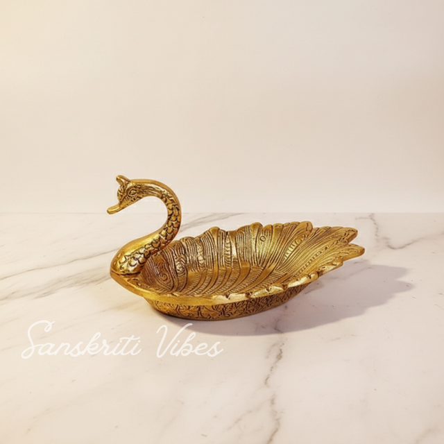 Aluminum Duck Shape Golden Finish Decorative Dry Fruit Tray Bowl for Table and Home Decoration - Retail Maharaj