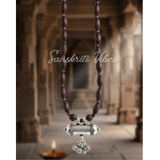 Shyama Kanthi Mridanga Mala with Silver Narasimha Kavacha Pendant – 20 Inch 92.5% Pure Silver Tulsi Beads Spiritual Jewelry - Retail Maharaj