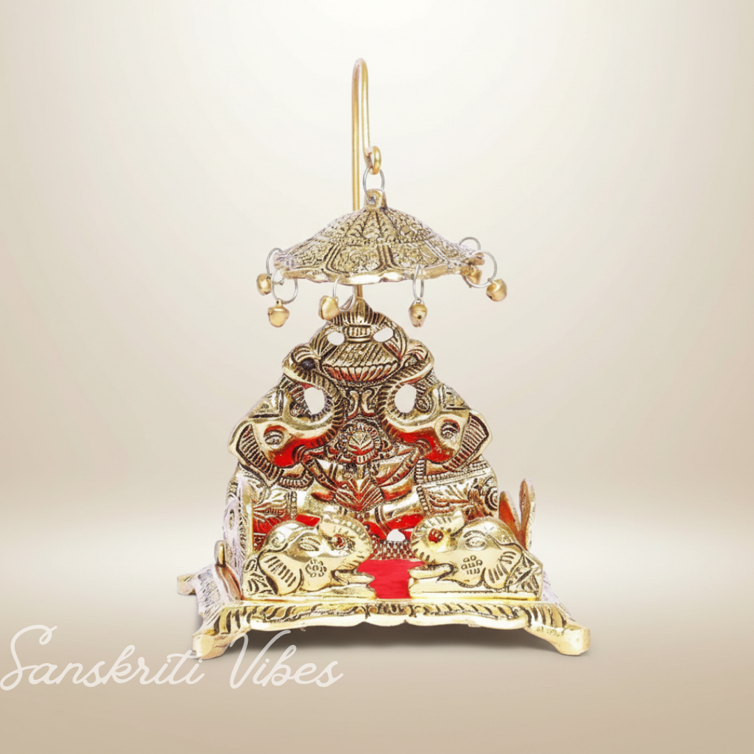 Metal Laddu Gopal Singhasan – Decorative Krishna Idol Pooja Accessories for Home & Temple Decor - Retail Maharaj