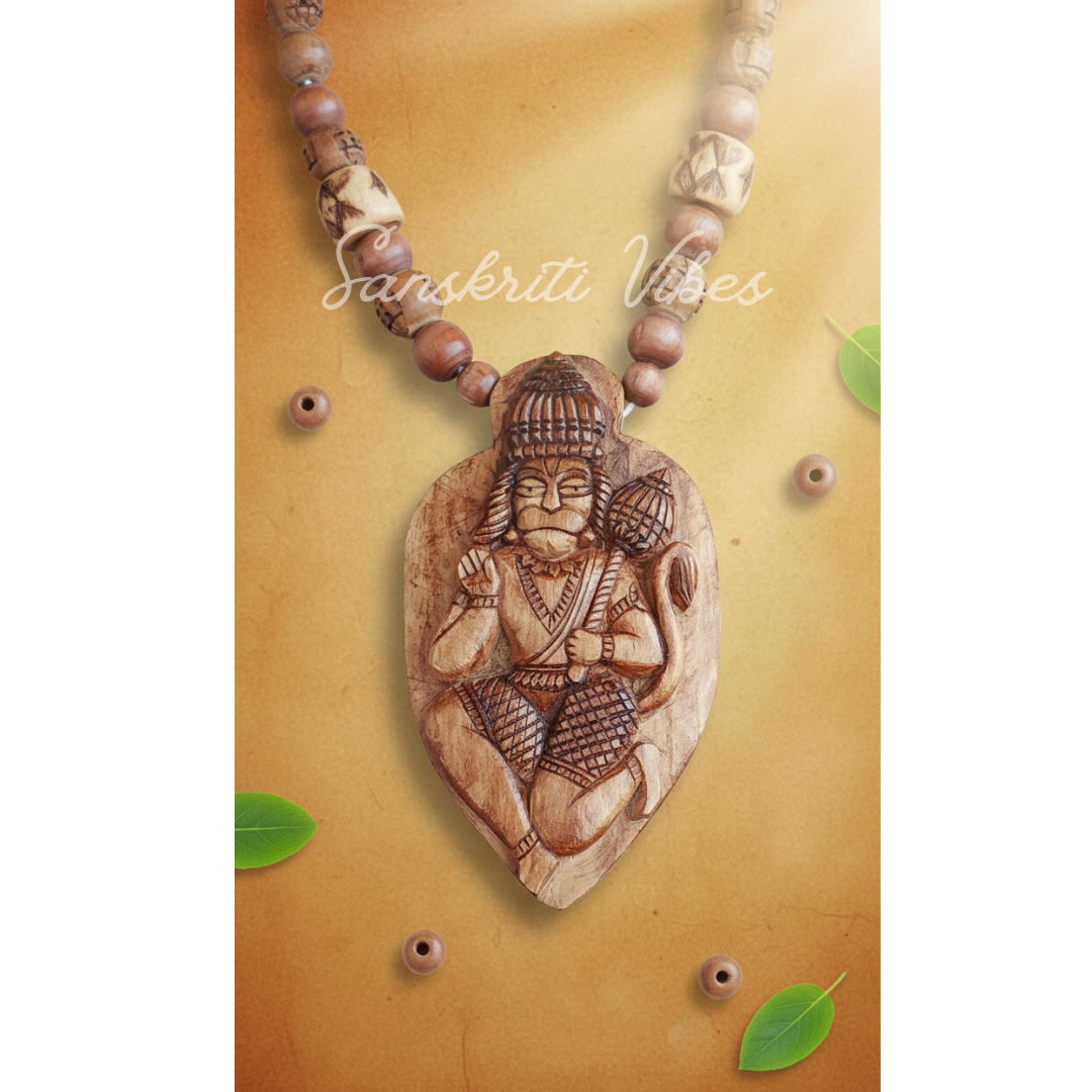 Shri Ram Bhakt Hanuman Tulsi Locket Mala | Sacred Tulsi Rosary for Devotion, Meditation & Protection - Retail Maharaj