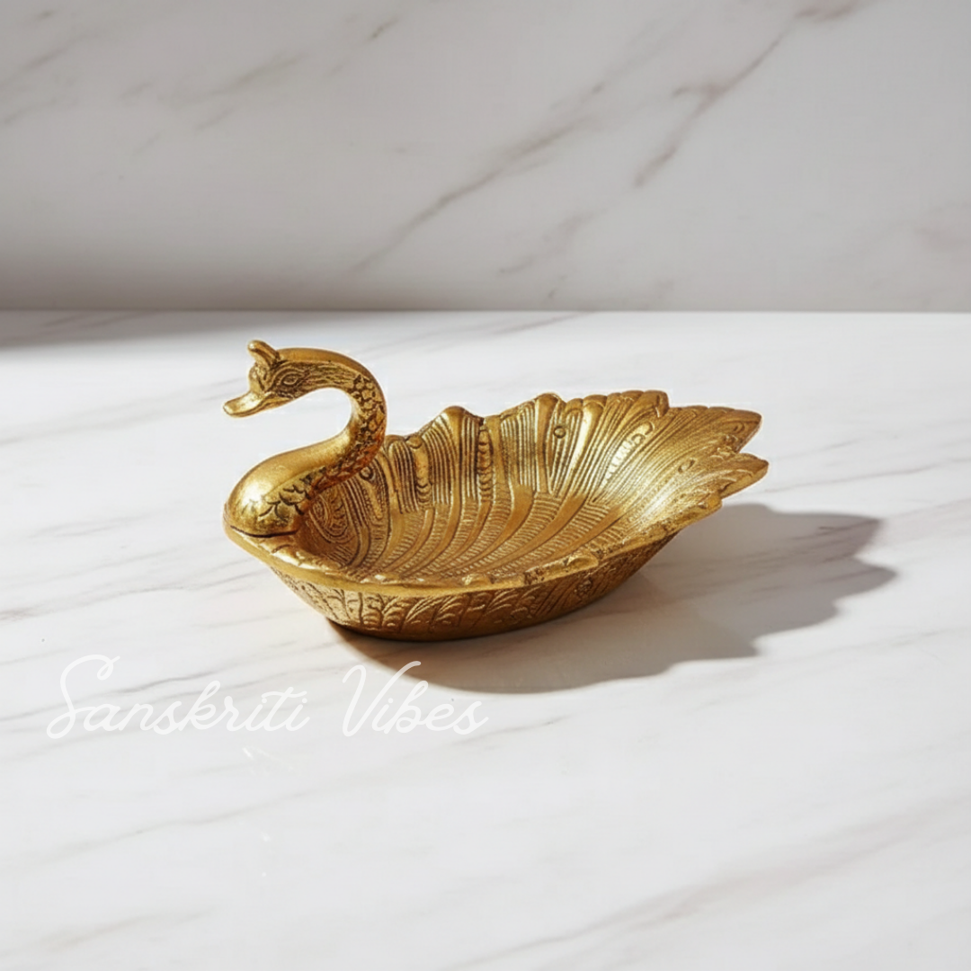 Aluminum Duck Shape Golden Finish Decorative Dry Fruit Tray Bowl for Table and Home Decoration - Retail Maharaj