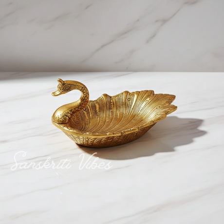 Aluminum Duck Shape Golden Finish Decorative Dry Fruit Tray Bowl for Table and Home Decoration - Retail Maharaj