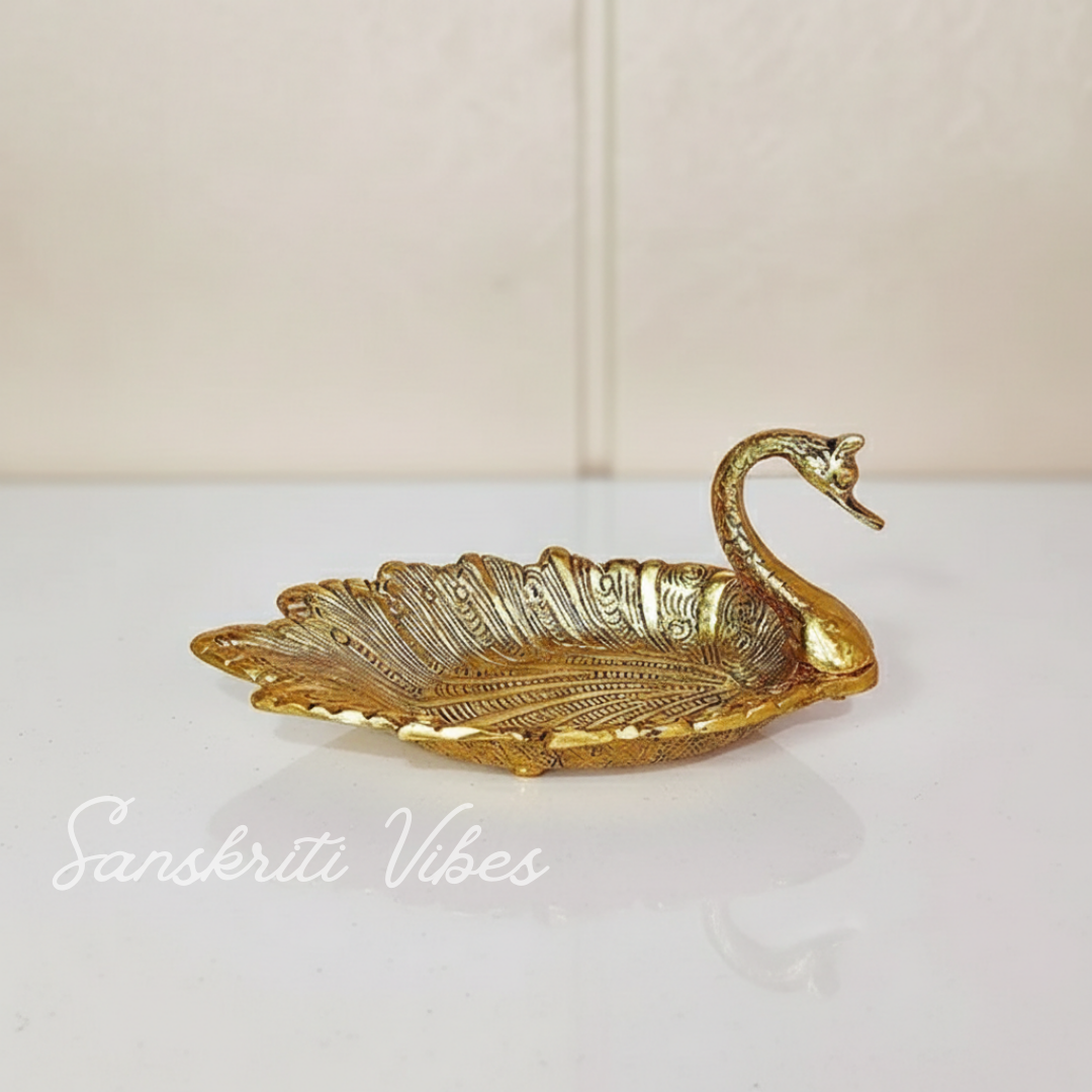 Aluminum Duck Shape Golden Finish Decorative Dry Fruit Tray Bowl for Table and Home Decoration - Retail Maharaj
