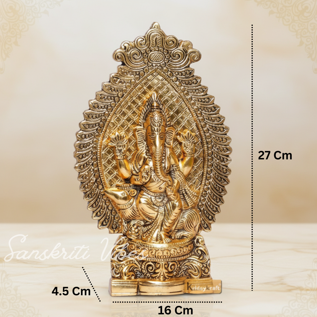 Metal Ganesha Statue Murti for Pooja and Home Decor Decorative Ganesh Idol for Auspicious Gifting - Retail Maharaj