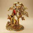 Tree Cow Krishna Idol Gold Oxidized Finish for Home Decor and Exclusive Diwali Gift Aluminium Showpiece - Retail Maharaj