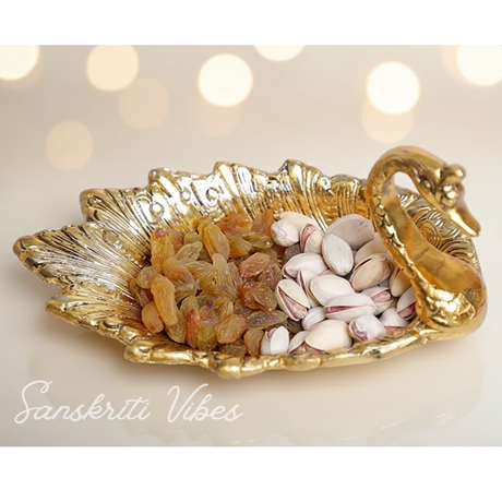 Aluminum Duck Shape Golden Finish Decorative Dry Fruit Tray Bowl for Table and Home Decoration - Retail Maharaj