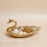 Aluminum Duck Shape Golden Finish Decorative Dry Fruit Tray Bowl for Table and Home Decoration - Retail Maharaj