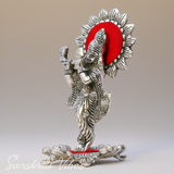 Silver Plated Laddu Krishna Playing Flute Metal Statue for Home and Office Decor Religious Showpiece Gift - Retail Maharaj