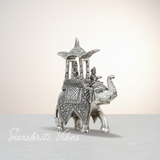 Handcrafted Metal Elephant Kondapalli Maharaj Ambari Rajasthani Rajwadi Elephant Showpiece Statue Silver Finish – 24 cm Height - Retail Maharaj