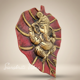 Metal Leaf Ganesha Ji Wall Hanging Sculpture Patta Ganesh Idol Lucky Feng Shui Wall Decor for Home and Auspicious Gifting - Retail Maharaj