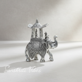 Handcrafted Metal Elephant Kondapalli Maharaj Ambari Rajasthani Rajwadi Elephant Showpiece Statue Silver Finish – 24 cm Height - Retail Maharaj