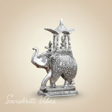 Handcrafted Metal Elephant Kondapalli Maharaj Ambari Rajasthani Rajwadi Elephant Showpiece Statue Silver Finish – 24 cm Height - Retail Maharaj