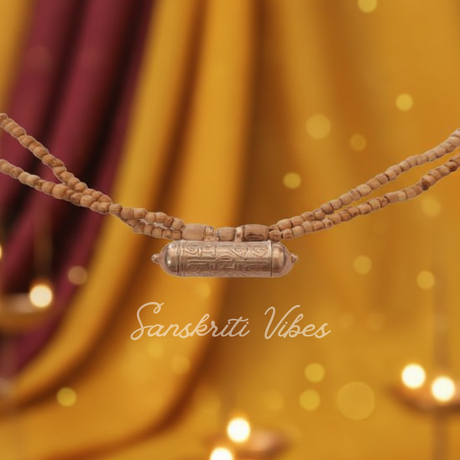 2 Layer Kanthi Mala with Silver Narasimhadev Kavacha – Handmade 92.5% Pure Silver Spiritual Jewelry - Retail Maharaj
