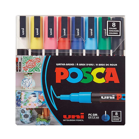 Posca 3M Bullet Shaped Paint Marker Pen Set – 8 Shades, 0.9-1.3mm, Reversible & Washable Tips - Retail Maharaj