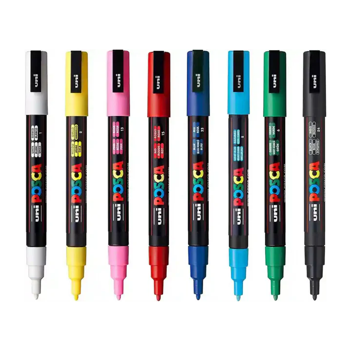Posca 3M Bullet Shaped Paint Marker Pen Set – 8 Shades, 0.9-1.3mm, Reversible & Washable Tips - Retail Maharaj