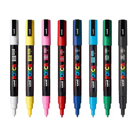 Posca 3M Bullet Shaped Paint Marker Pen Set – 8 Shades, 0.9-1.3mm, Reversible & Washable Tips - Retail Maharaj