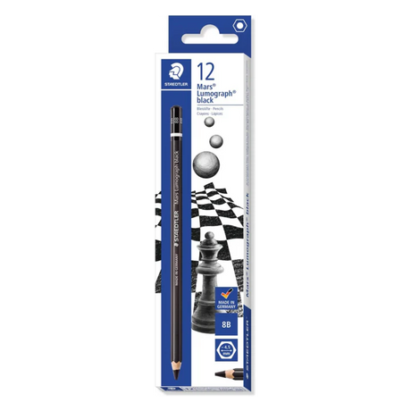 Staedtler Mars Lumograph 8B Drawing Pencils Set of 12 for Sketching and Art - Retail Maharaj