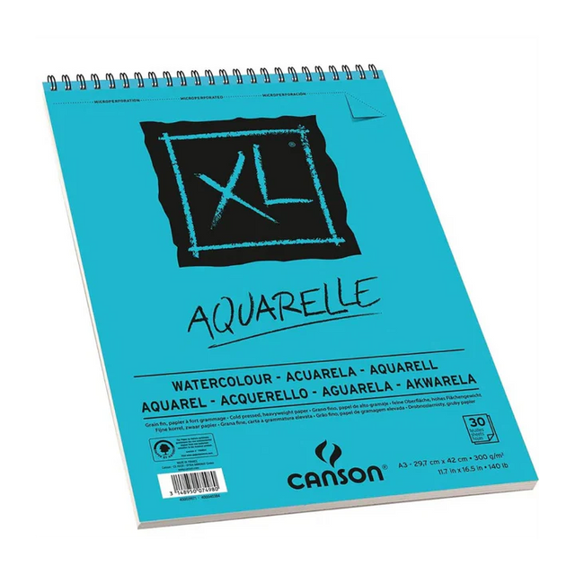 Canson XL Aquarelle Watercolour Pad A3 300 GSM 30 Sheets Spiral Bound - Retail Maharaj
