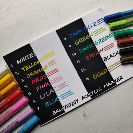 Brustro DIY Acrylic Marker Set 12 Vibrant Colours for Artists - Retail Maharaj