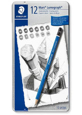 Staedtler Mars Lumograph Professional Graphite Drawing Pencil Set of 12 for Sketching and Shading - Retail Maharaj