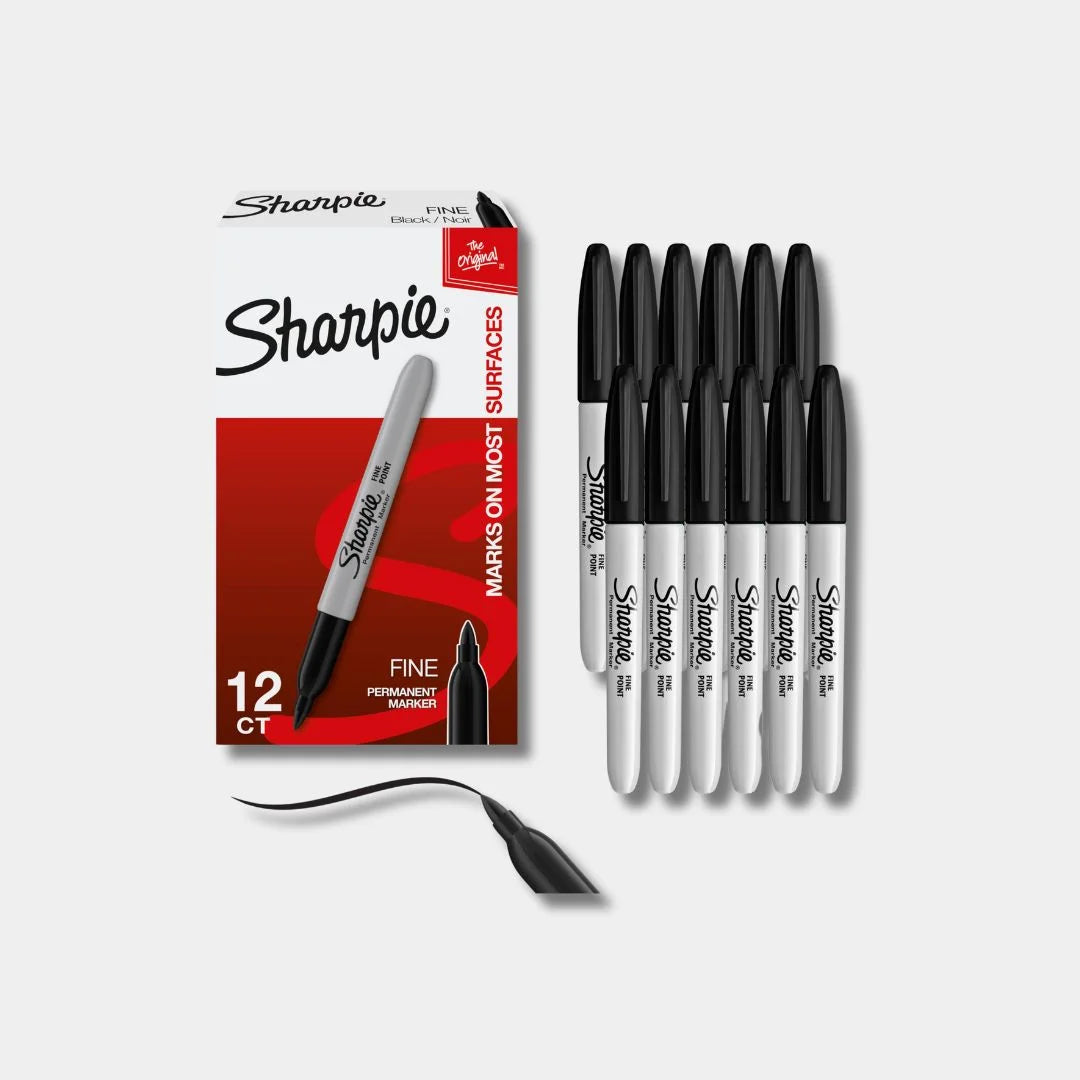 Sharpie Fine Black Pack of 12 for Precise Marking and Bold Designs - Retail Maharaj