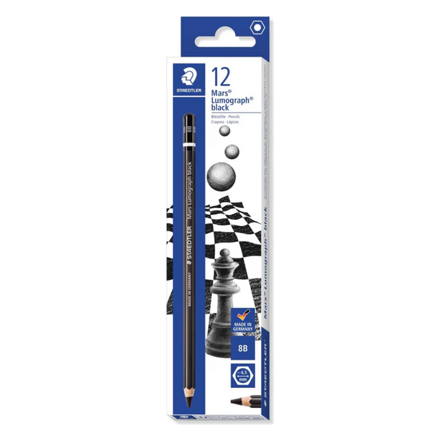 Staedtler Mars Lumograph 8B Drawing Pencils Pack of 12 - Retail Maharaj