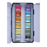 Brustro Metallic Watercolour Set of 12 Half Pans - Retail Maharaj