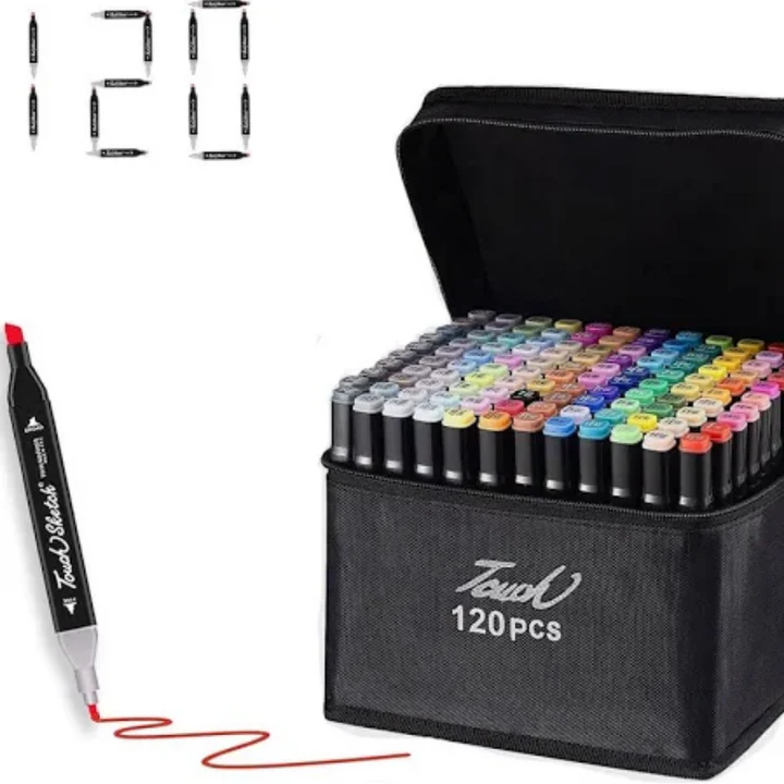 Touch Professional Art Markers Set of 120 Multicolor Alcohol-Based Pigmented Markers - Retail Maharaj