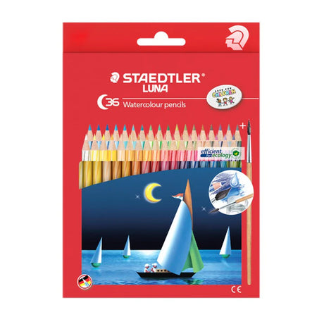 Staedtler Luna Watercolor Pencil Set of 36 for Drawing Coloring and Blending - Retail Maharaj