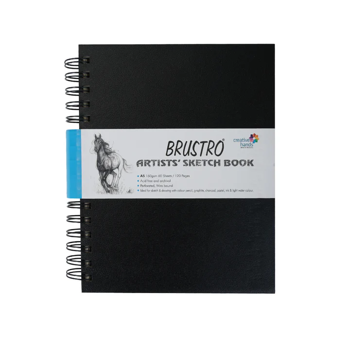 Brustro A5 Artists Sketchbook Wiro Bound 160 GSM - Retail Maharaj