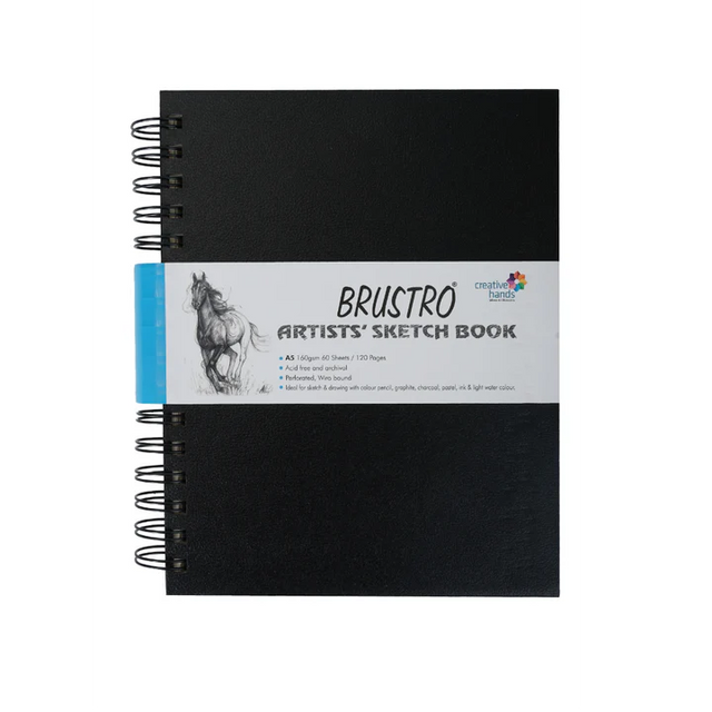 Brustro A5 Artists Sketchbook Wiro Bound 160 GSM - Retail Maharaj