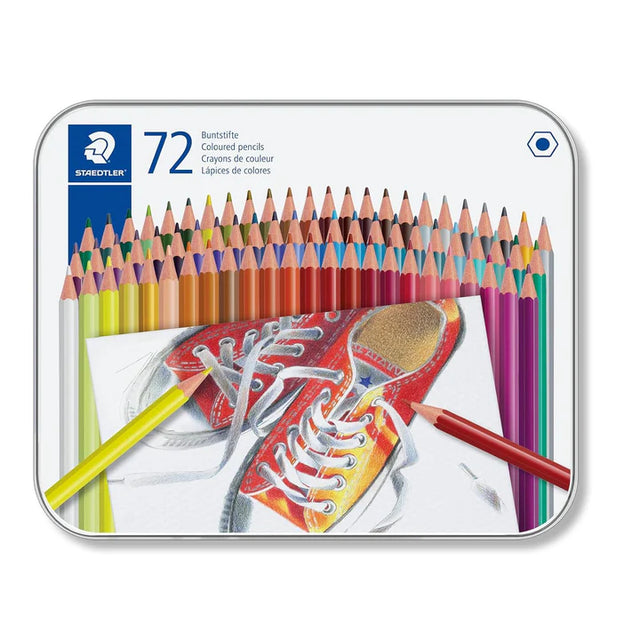 Staedtler Hexagonal Colored Pencils Metal Box Set of 72 - Retail Maharaj