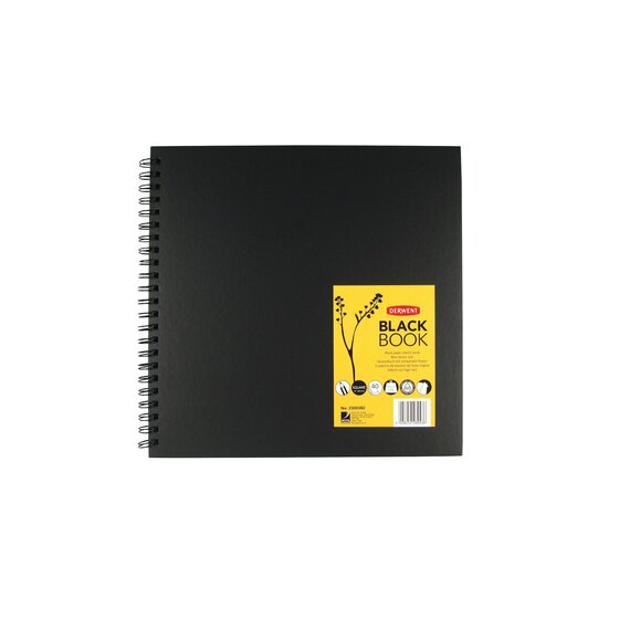 Derwent Black Book Wire Bound Hardback Sketchbook 200 GSM Black Paper - Retail Maharaj