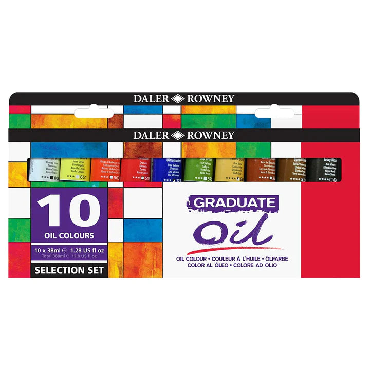 Daler Rowney Graduate Oil Colour Paint Selection Set 10 x 38ml for Artists - Retail Maharaj