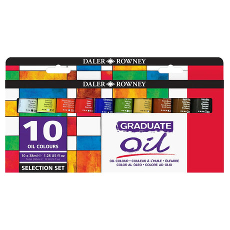 Daler Rowney Graduate Oil Colour Paint Selection Set 10 x 38ml for Artists - Retail Maharaj
