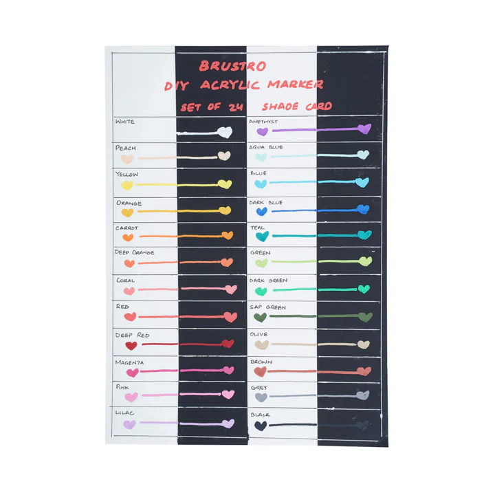 Brustro Acrylic DIY Marker Set of 24 with 2mm Tip - Retail Maharaj