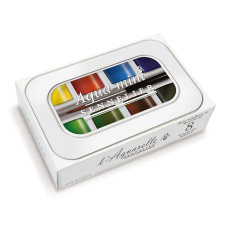 Sennelier L'Aquarelle French Artists Watercolour Aqua Mini Set Metal Box Of 8 Half Pans, Assorted - Retail Maharaj