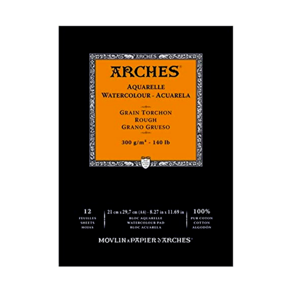 Arches Aquarelle Watercolour Rough Grain Paper Pad Open Stock 12 Sheets - Retail Maharaj