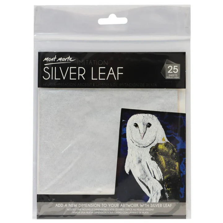 Mont Marte Imitation Silver Leaf 14x14cm 25 Sheets - Retail Maharaj