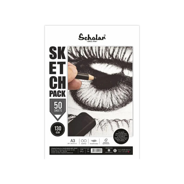 Scholar White Cartridge Drawing Paper Loose Sketch Sheets 130 GSM - Retail Maharaj