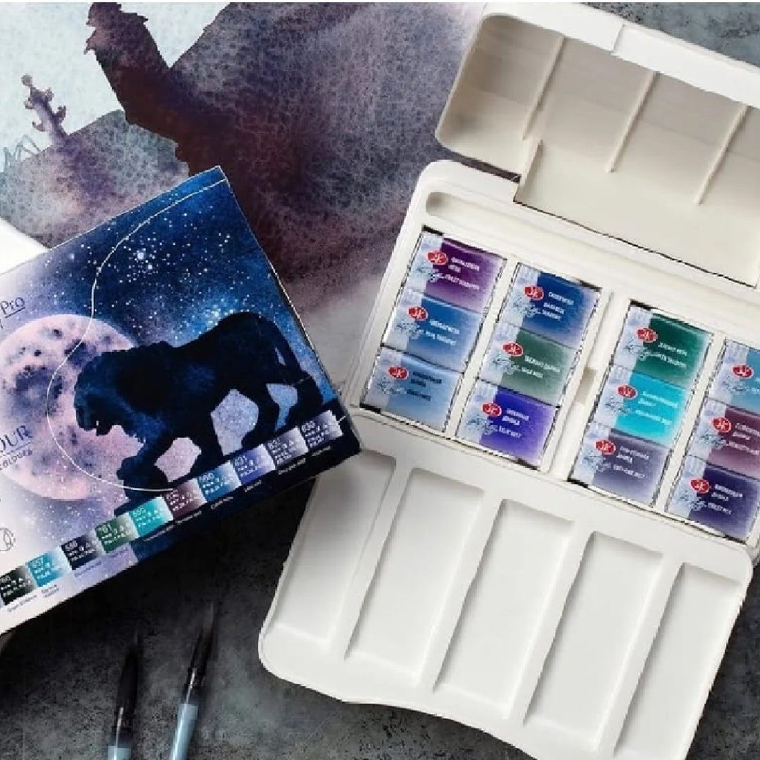 White Nights Granulating Watercolour 12 Full Pans Set - Retail Maharaj