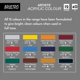 BRUSTRO Artists Acrylic Colour Paint Set of 12 Tubes 40ml Each - Retail Maharaj