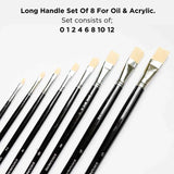 Retail Maharaj Flat Brush Set of 8 Chungking Hog Bristles 11 Inch Long Handle - Retail Maharaj