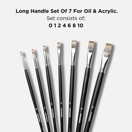 Retail Maharaj Mangosta Flat Brush Set of 7, 11'' Long Handle - Retail Maharaj