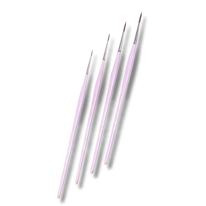 Retail Maharaj Short Liner Brush Set of 4 Lilac Mist Edition, Kolinsky Synthetic - Retail Maharaj