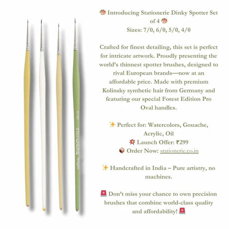 Retail Maharaj Dinky Liner Brush Set of 4 Kolinsky Synthetic - Retail Maharaj